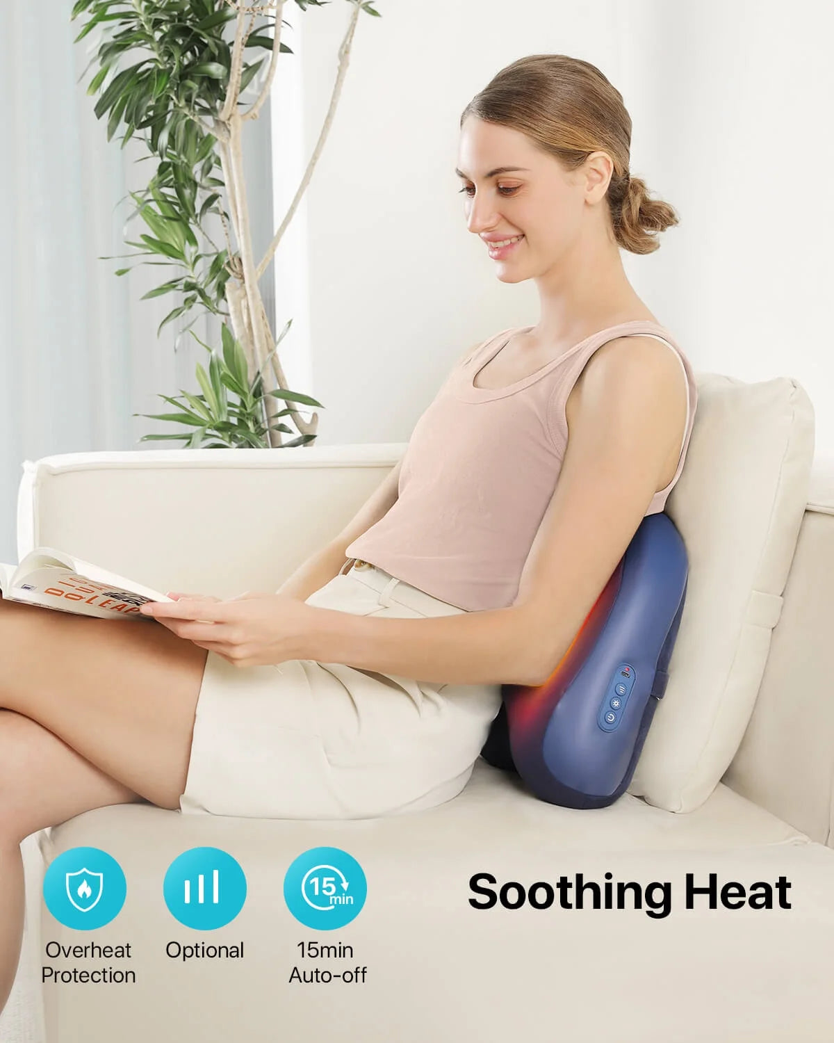 Cordless Back Massager with Heat, Shiatsu Neck and Back Massager for Deep Tissue, 3D Kneading Massage Pillow for Neck, Back, and Shoulders, Gifts for Men Women