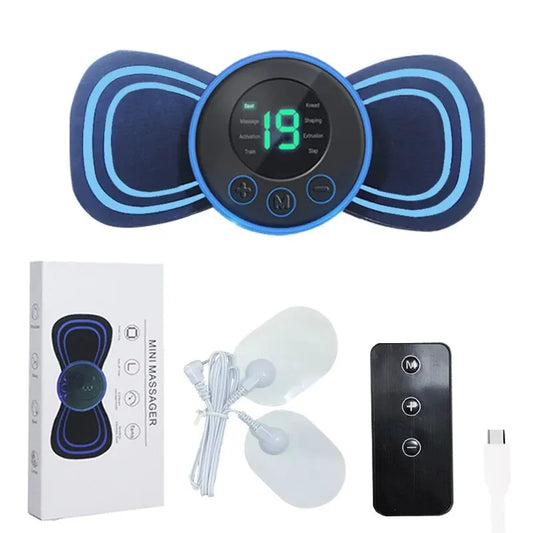 Portable Electric Intelligent Mini Neck Massager Patch for Back and Shoulder Massager with Pad and Remote